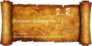 Korpos Rozmarin névjegykártya